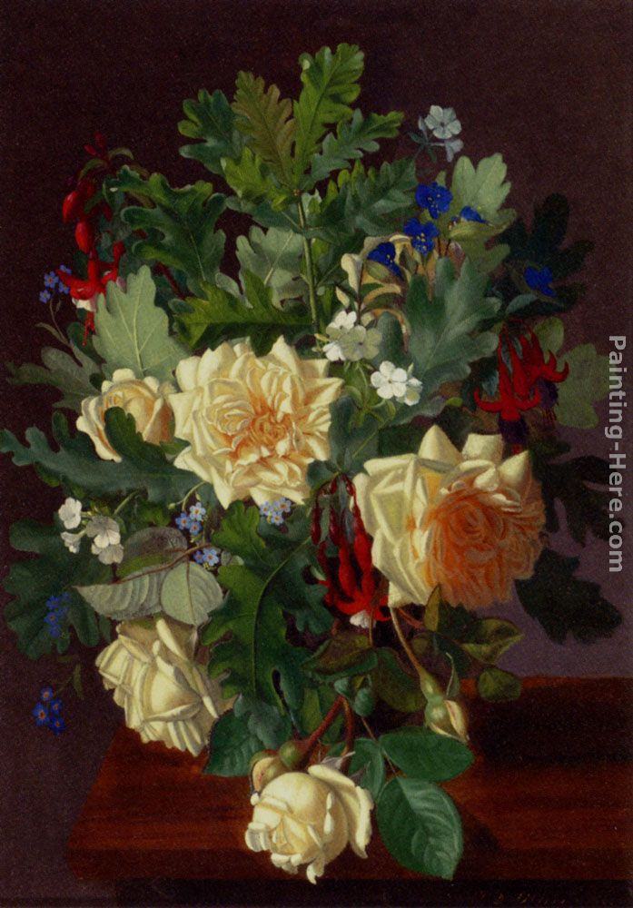 Otto Didrik Ottesen A Still Life With Yellow Roses And Freesia